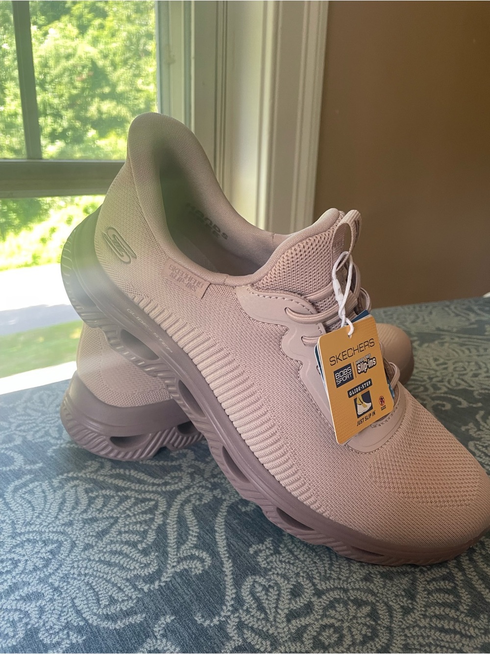 Skechers Women's Pale Pink Slip-On Athletic Sneakers - Picture 2 of 6